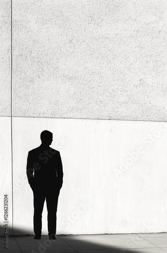 Obraz na płótnie silhouette of a man looking up. minimalist and contemplative composition. w salonie