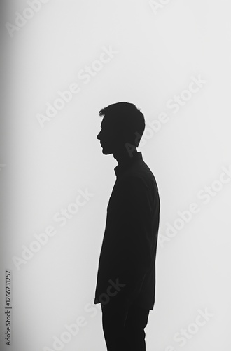 Obraz na płótnie silhouette of a man looking up. minimalist and contemplative composition. w salonie