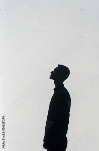 Obraz na płótnie silhouette of a man looking up. minimalist and contemplative composition. w salonie
