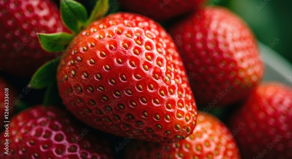 Close-up of fresh strawberries with dewdrops Close-up of fresh strawberries with dewdrops