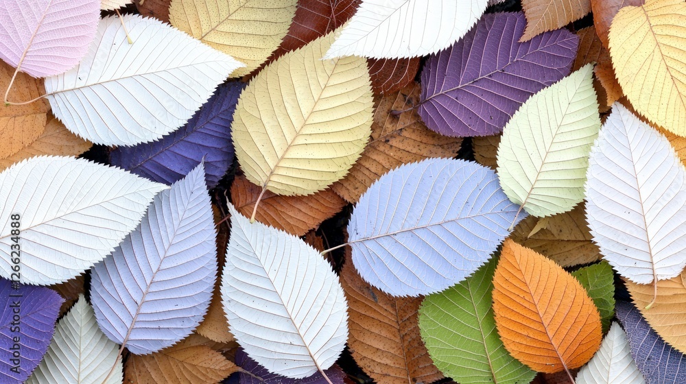 Fototapeta premium Colorful Autumn Leaves Background Nature Texture Fall Foliage Leaf Pile