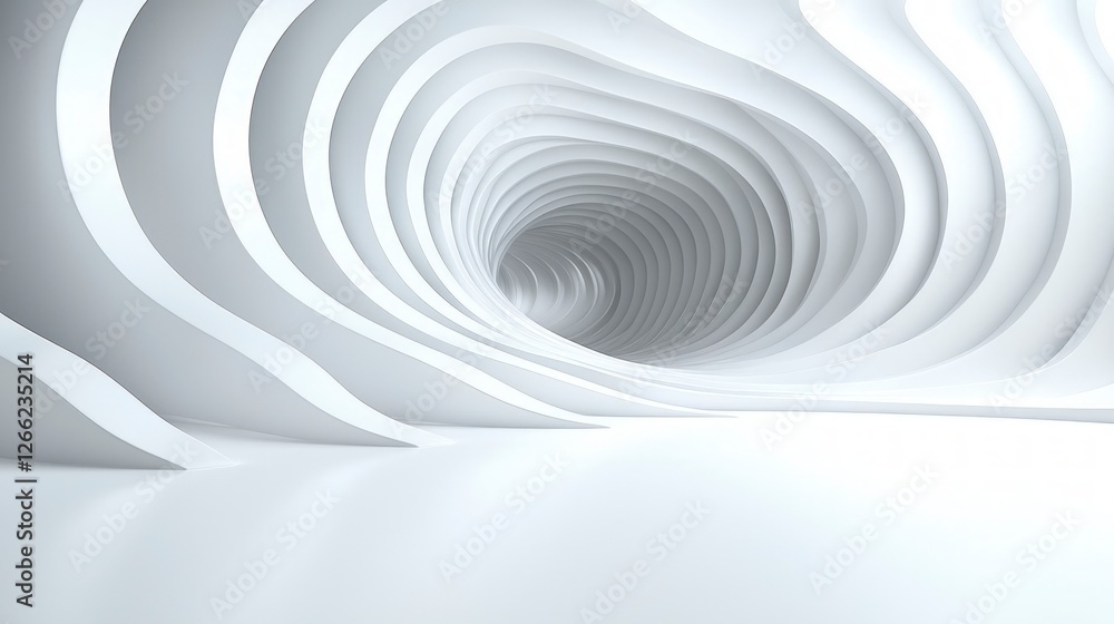 Abstract White Tunnel Swirling 3D Design Modern Architecture Circular Pattern Elegant Abstract White Tunnel Swirling 3D Design Modern Architecture Circular Pattern Elegant