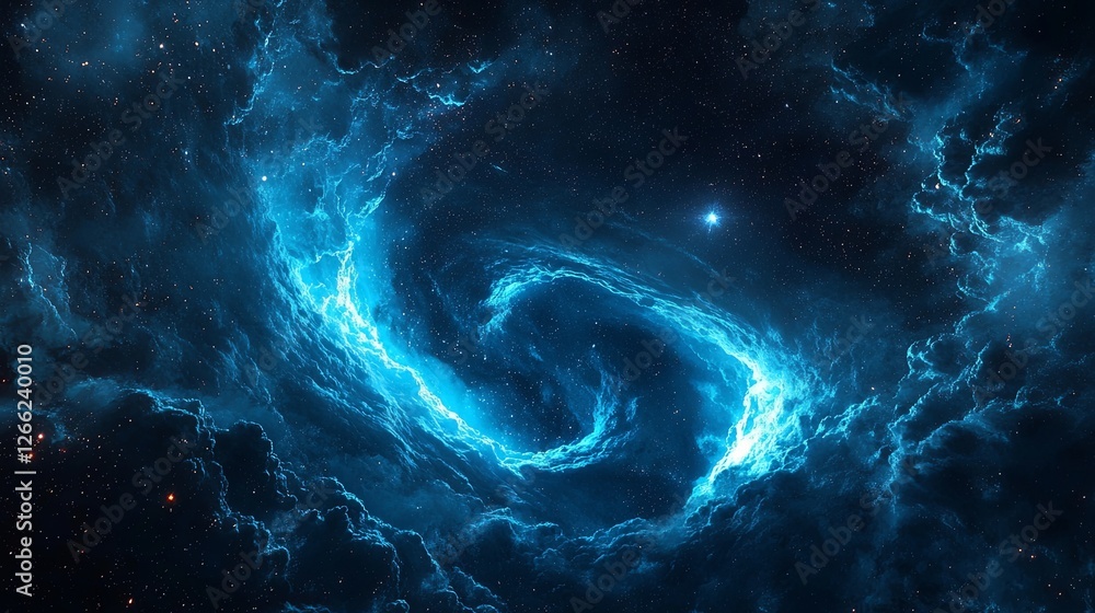 Stunning Blue Cosmic Swirl with Starry Background in Deep Space Stunning Blue Cosmic Swirl with Starry Background in Deep Space