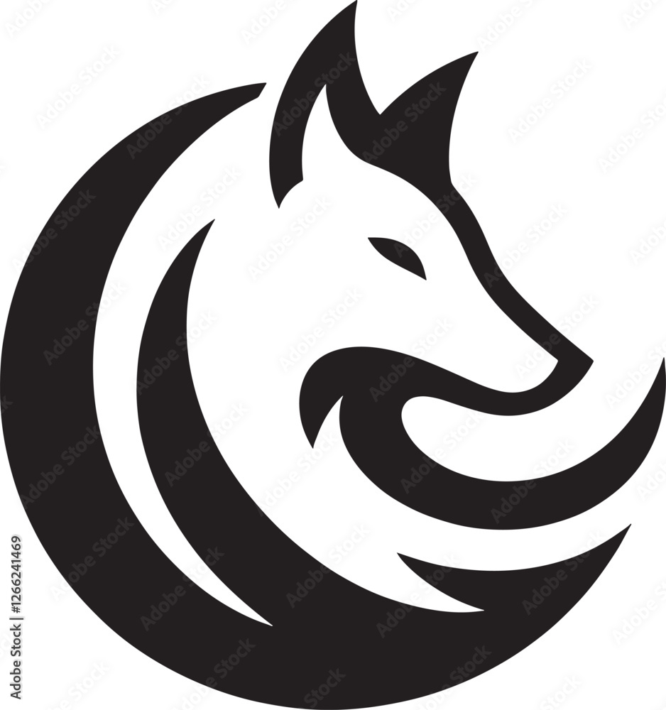 Stylized fox head in a circle. Stylized fox head in a circle.