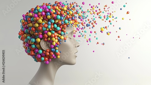 Colorful Abstract Hair Concept with 3D Sphere Art and Creative Design