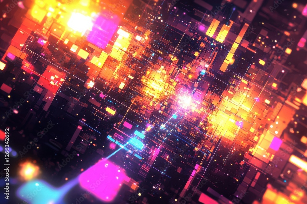 Colorful Abstract Digital Background with Light and Shapes Colorful Abstract Digital Background with Light and Shapes