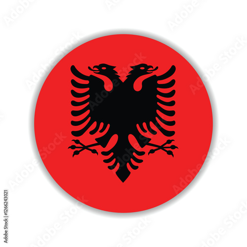 Albania circle flag logo icon digital vector illustration