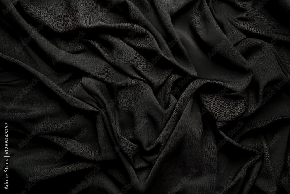 Fototapeta premium Black Satin Fabric Background with Elegant Soft Drapery Texture