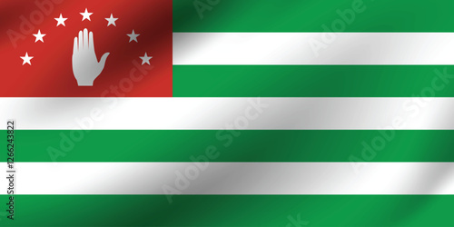 Abkhazia flag official colors and proportion digital vector illustration. Pleated flag.