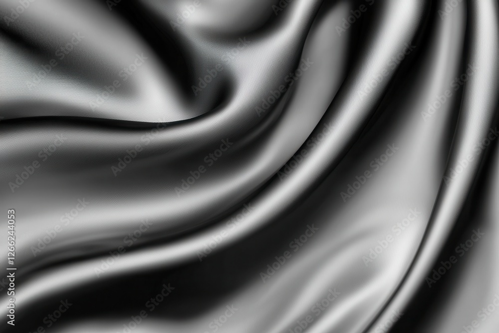 Fototapeta premium Luxurious Soft Black Satin Fabric Draped Smoothly in Waves