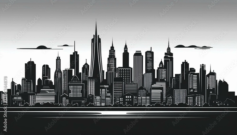 Naklejka premium city silhouettes cityscape with town skyline