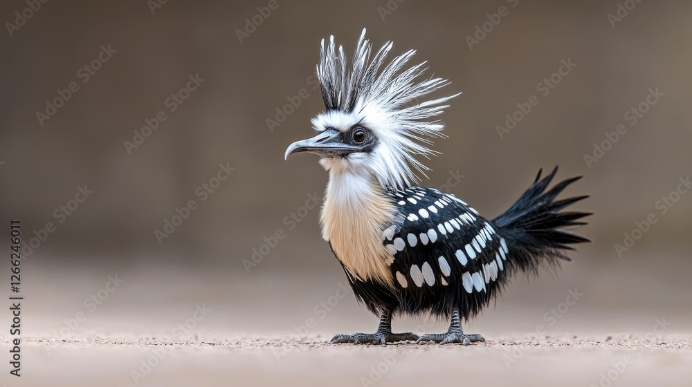 Fototapeta premium Crested screamer bird, ground, blurred background, wildlife photography