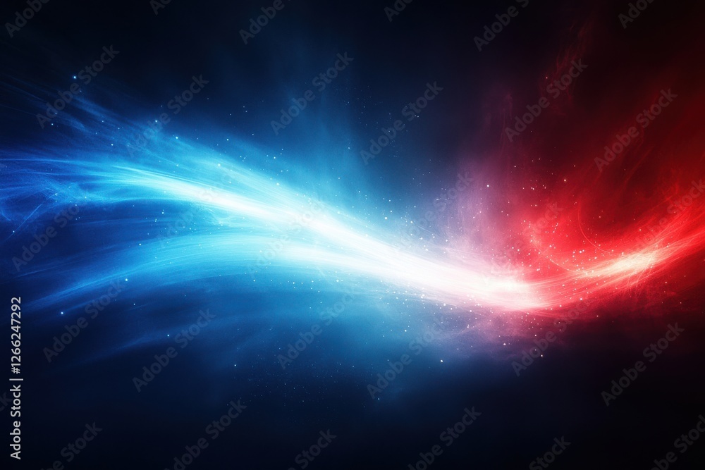 Abstract Swirling Red and Blue Light Waves on Dark Background Abstract Swirling Red and Blue Light Waves on Dark Background