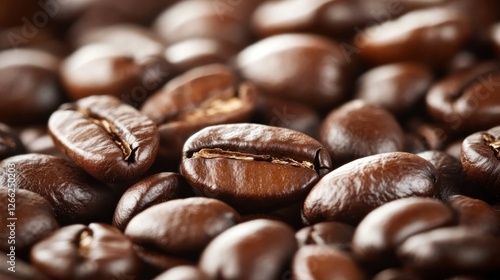 Roasted Coffee Beans Close Up Detailed View photo