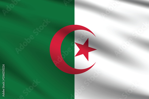 Algeria flag official colors and proportion digital vector illustration. Pleated flag.