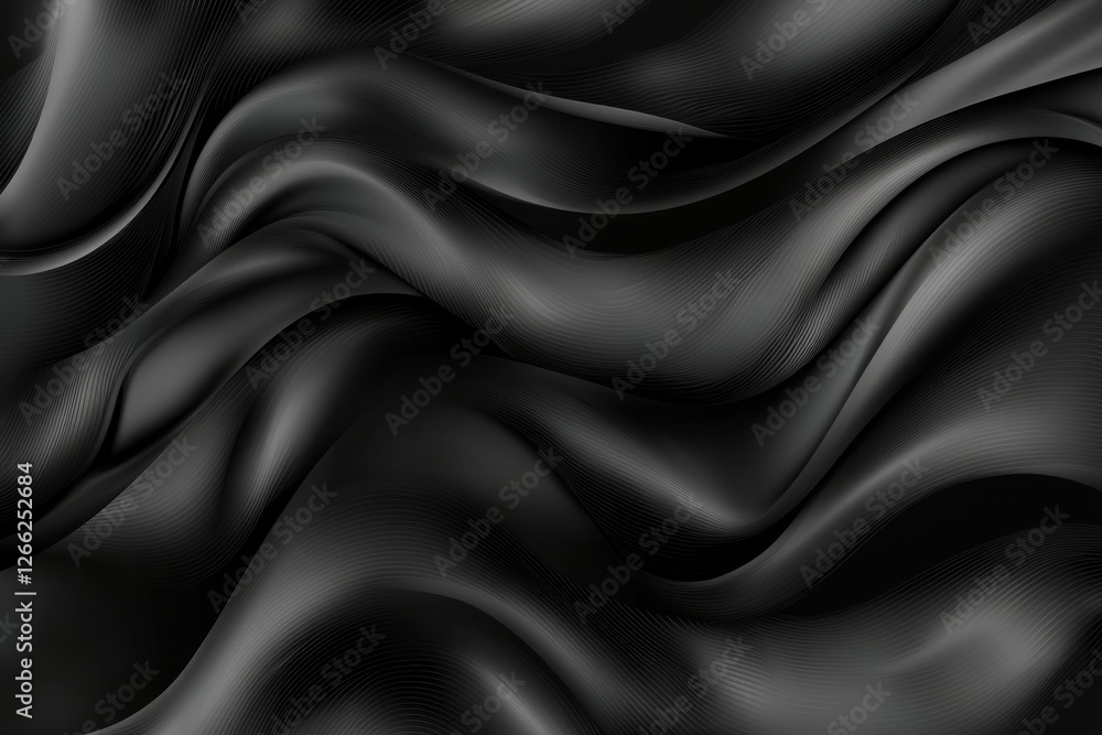 Obraz premium Elegant Black Fabric Texture with Soft Waves and Subtle Shine