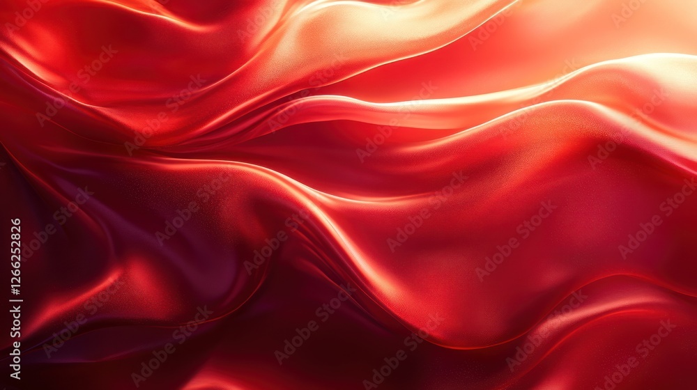 Obraz premium Red silk fabric flowing, studio backdrop, warm light
