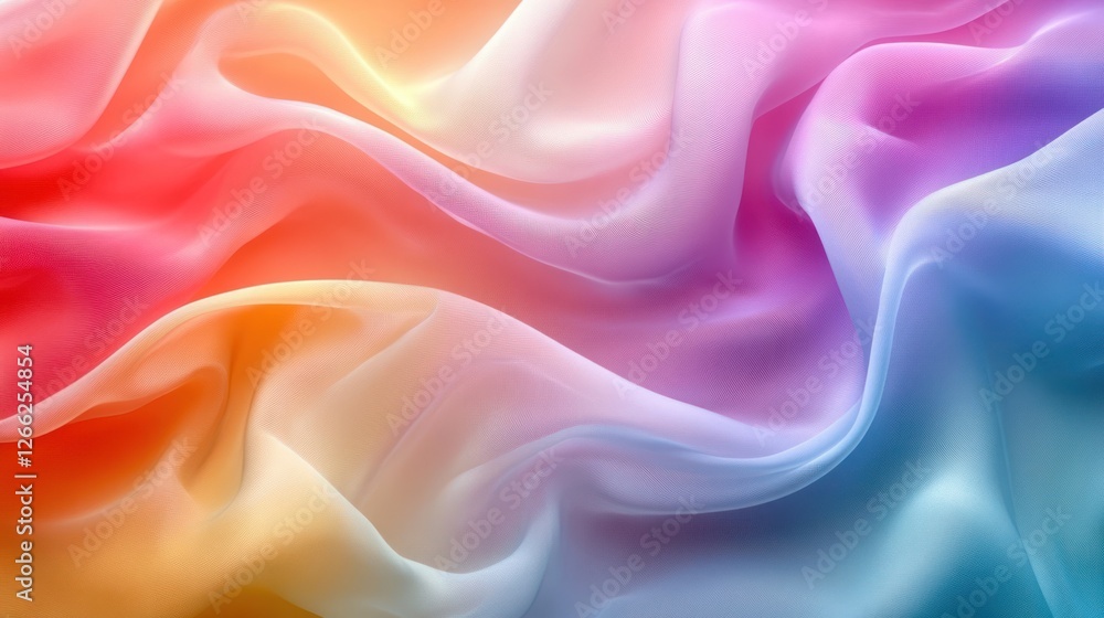 Fototapeta premium Rainbow fabric, flowing waves, textured background, pastel design