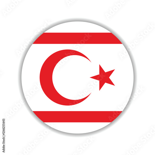 Northern Cyprus circle flag logo icon digital vector illustration