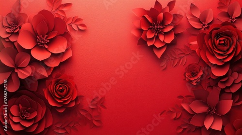 red paper flowers background photo