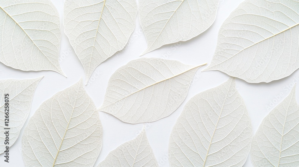 Obraz premium White leaves pattern on white background