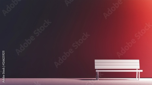 Obraz na płótnie modern bench against a gradient wall. warm and cool lighting contrast. w salonie