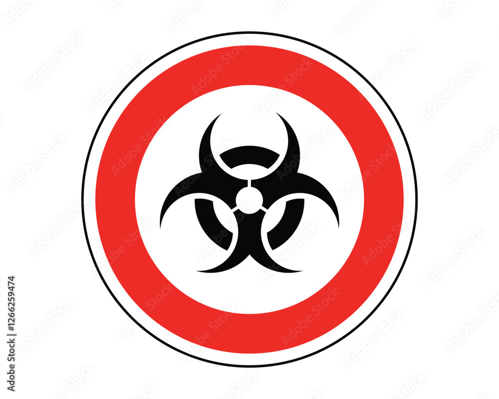 Biohazard Symbol in Red Circle - Warning Label Biohazard Symbol in Red Circle - Warning Label