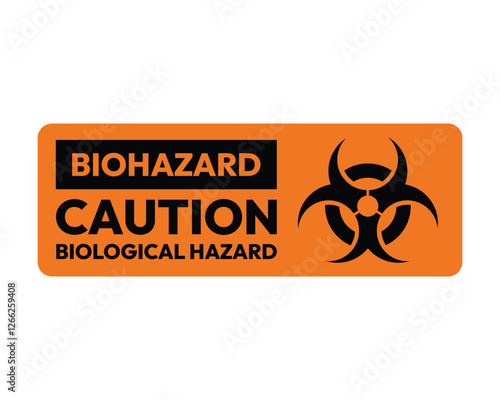 Biohazard Caution Sign - Orange Rectangular Label