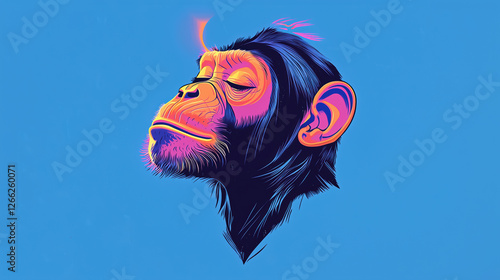 Obraz na płótnie colorful chimpanzee portrait in pop art style. vibrant and modern illustration. w salonie