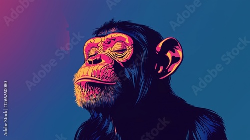 Obraz na płótnie colorful chimpanzee portrait in pop art style. vibrant and modern illustration. w salonie