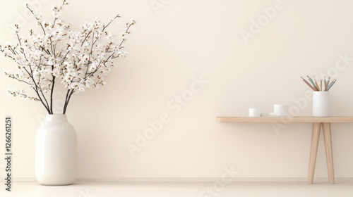 Wallpaper Mural Minimalist home interior vase, shelf, pencils Torontodigital.ca