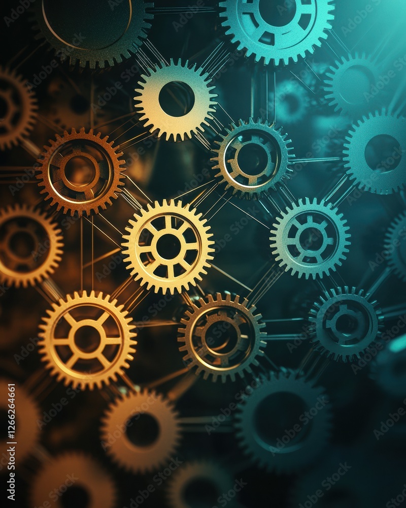 Abstract Concept of Efficiency Represented by Interconnected Gears in a Dynamic Design Abstract Concept of Efficiency Represented by Interconnected Gears in a Dynamic Design