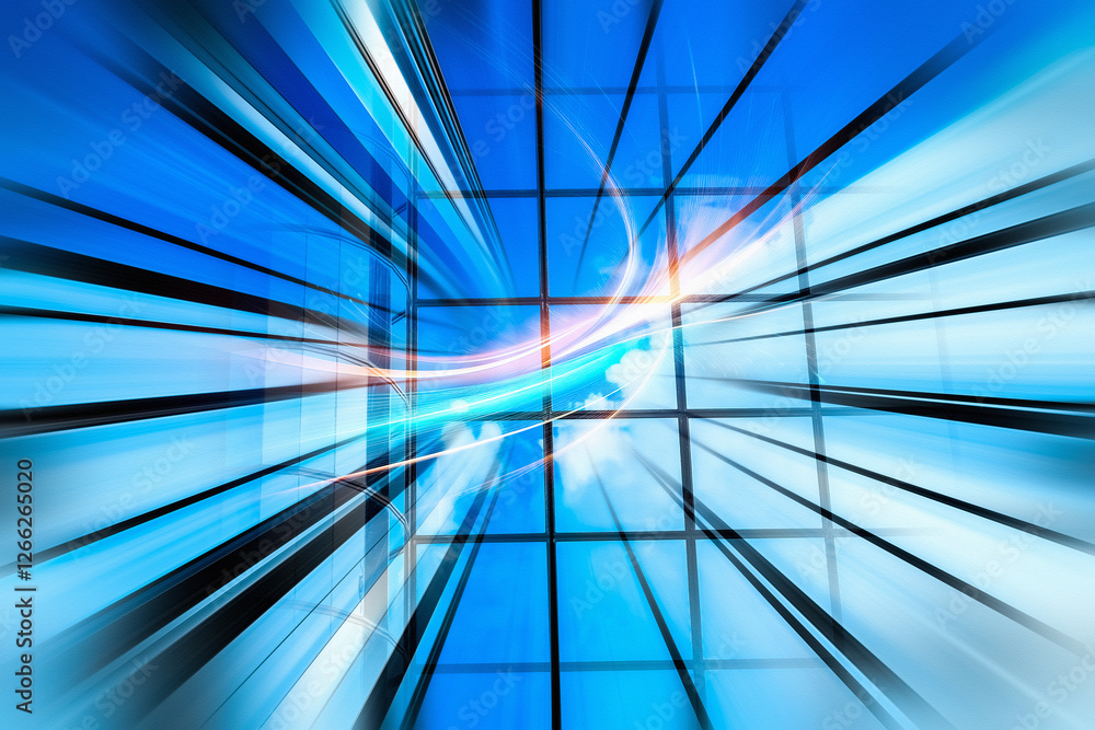 Abstract business concept in Hong Kong. Dynamic blue lines and light streaks suggest a modern, forward-thinking atmosphere in the city. Abstract business concept in Hong Kong. Dynamic blue lines and light streaks suggest a modern, forward-thinking atmosphere in the city.