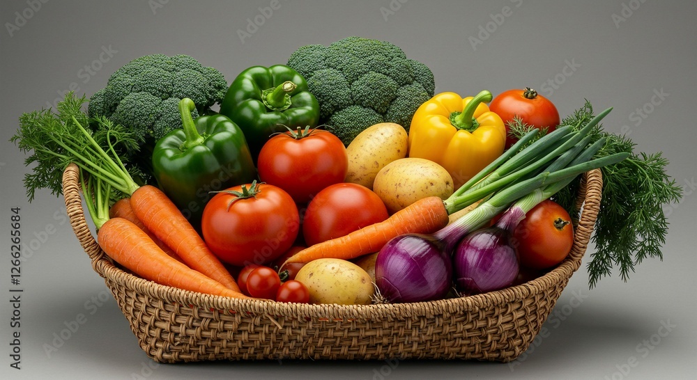 Basket of fresh vegetables with carrots and potatoes Basket of fresh vegetables with carrots and potatoes