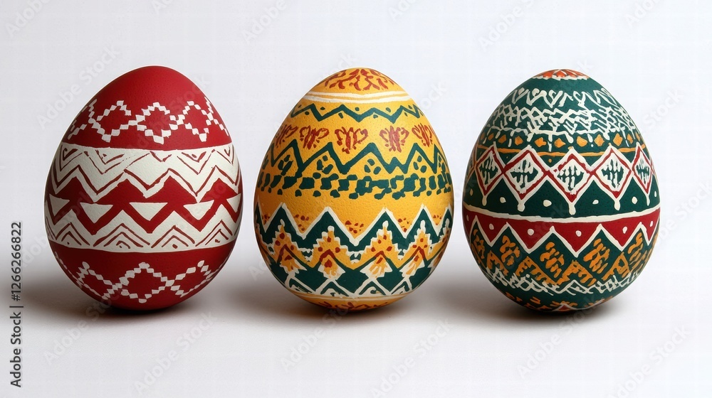 Colorful Easter Eggs with Painted Patterns Isolated on a Light Background for Spring Celebration Colorful Easter Eggs with Painted Patterns Isolated on a Light Background for Spring Celebration