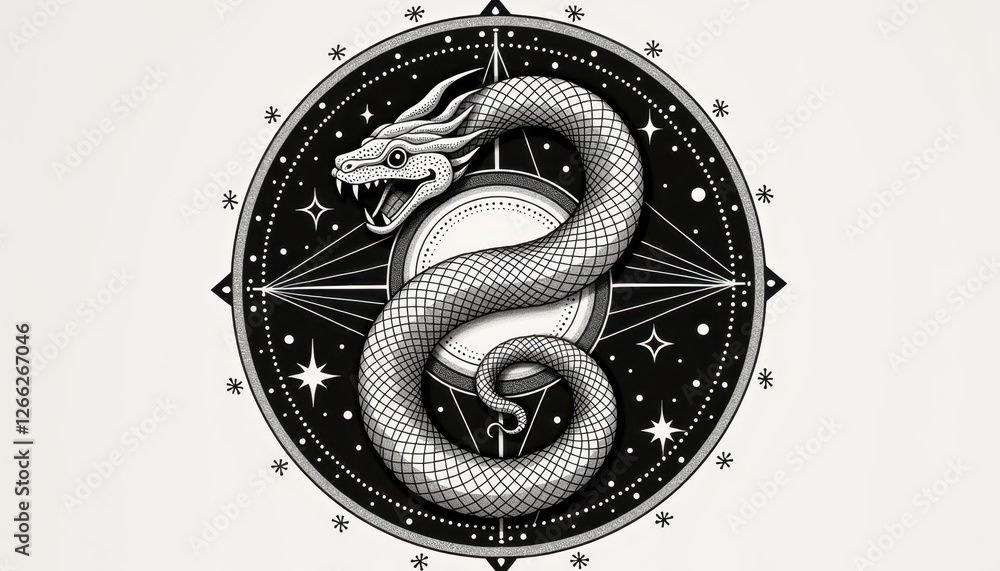 Obraz premium Ouroboros Serpent Infinity Symbol Tattoo Design