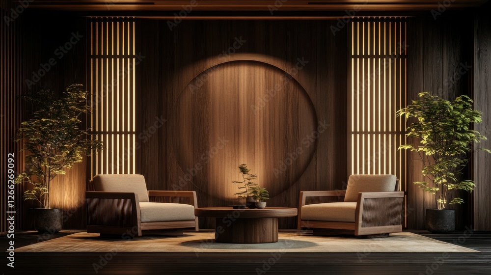 Fototapeta premium serene minimalist japanese living room design