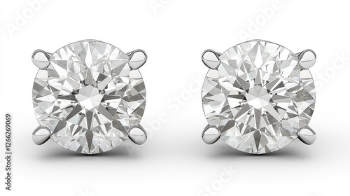 Diamond stud earrings, close-up, white background, jewelry display (2)
