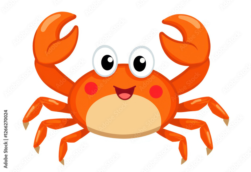 Fototapeta premium Orange Cartoon Crab with Big Eyes