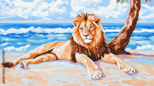 Lion on the Beach