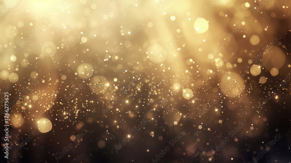 Fototapeta premium Golden bokeh background with shimmering lights and soft focus, creating magical atmosphere. Perfect for celebrations and festive occasions