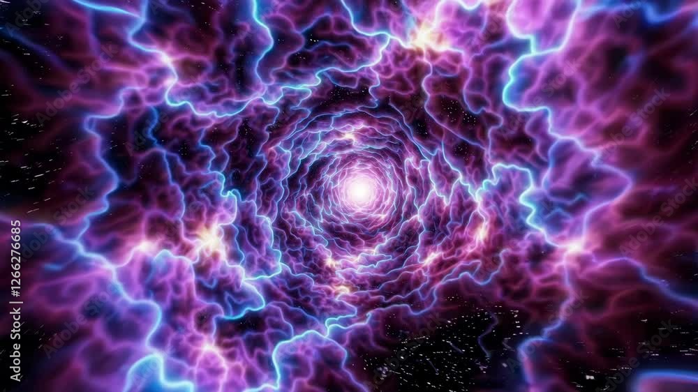 Vibrant cosmic energy vortex with electrifying purple and blue swirls, deep space exploration concept Vibrant cosmic energy vortex with electrifying purple and blue swirls, deep space exploration concept
