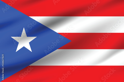 Puerto Rico flag official colors and proportion digital vector illustration. Pleated flag.