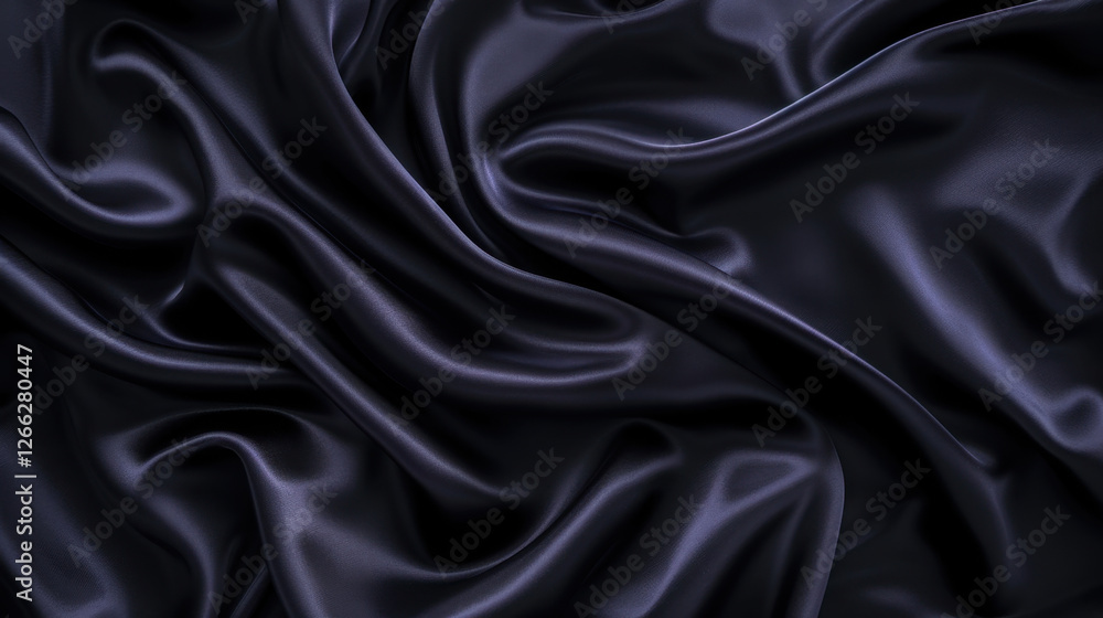 Luxurious black satin fabric with smooth, flowing texture and elegant drapes. rich sheen creates sophisticated and timeless appearance, perfect for various design applications Luxurious black satin fabric with smooth, flowing texture and elegant drapes. rich sheen creates sophisticated and timeless appearance, perfect for various design applications