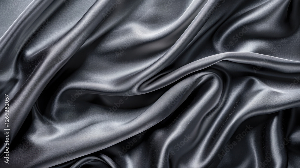 Sleek black satin fabric with smooth, flowing texture and elegant drapes. Perfect for fashion, upholstery, or artistic backgrounds Sleek black satin fabric with smooth, flowing texture and elegant drapes. Perfect for fashion, upholstery, or artistic backgrounds