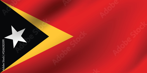 East Timor flag official colors and proportion digital vector illustration. Pleated flag.