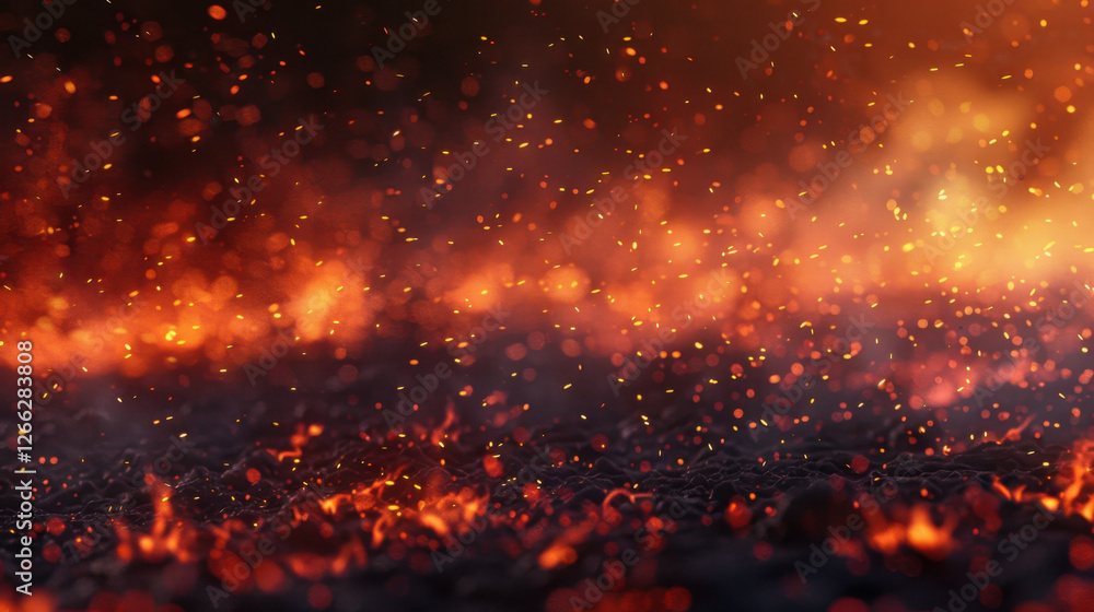 Lava flow with glowing embers and sparks creating dramatic scene. intense heat and vibrant colors evoke sense of power and natural beauty Lava flow with glowing embers and sparks creating dramatic scene. intense heat and vibrant colors evoke sense of power and natural beauty