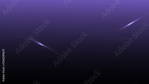 Abstract technology futuristic purple lines elements with glowing light on dark background.