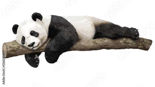 Resting Panda on a Log