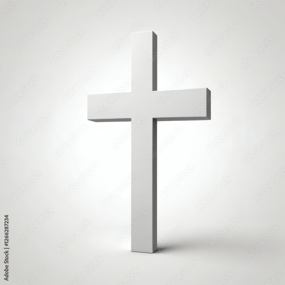 Naklejka premium 3D image of a simplistic cross, isolated white background